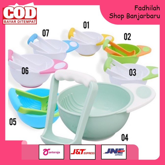 BABY SAFE FOOD MASHER BOWL GRINDING BABY FOOD MAKER MANGKOK MPASI MANGKOK PENGHALUS MAKANAN FULL SET | FADHILAH SHOP BJB