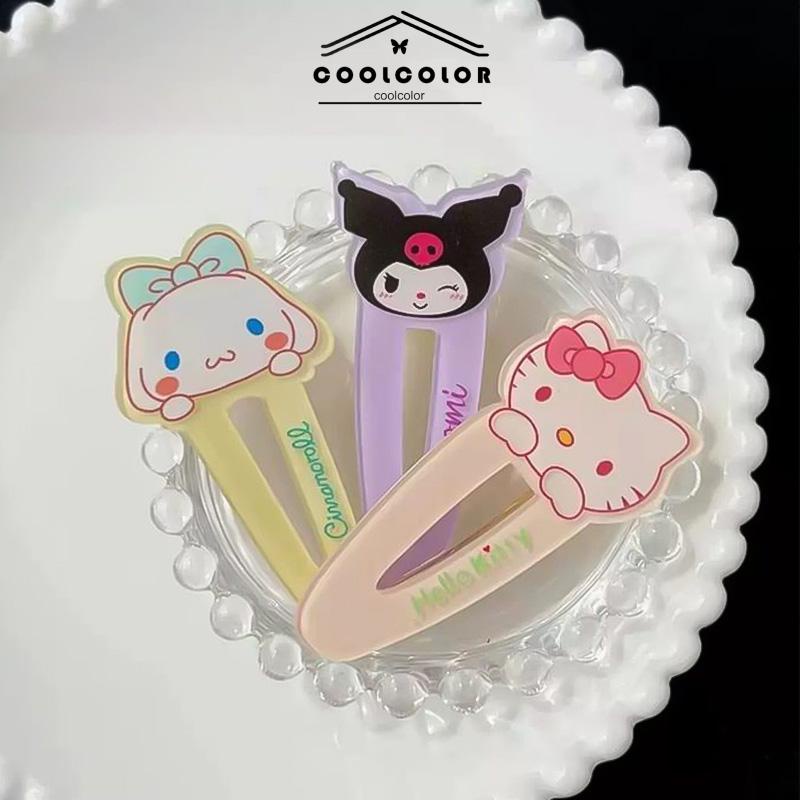 COD❤️Jepit Rambut Wanita Hiasan Kepala Sweet Kitty Cat Cinnamoroll Mainan Anjing Untuk Anak Perempuan Melody Duckbill Klip Samping- cl