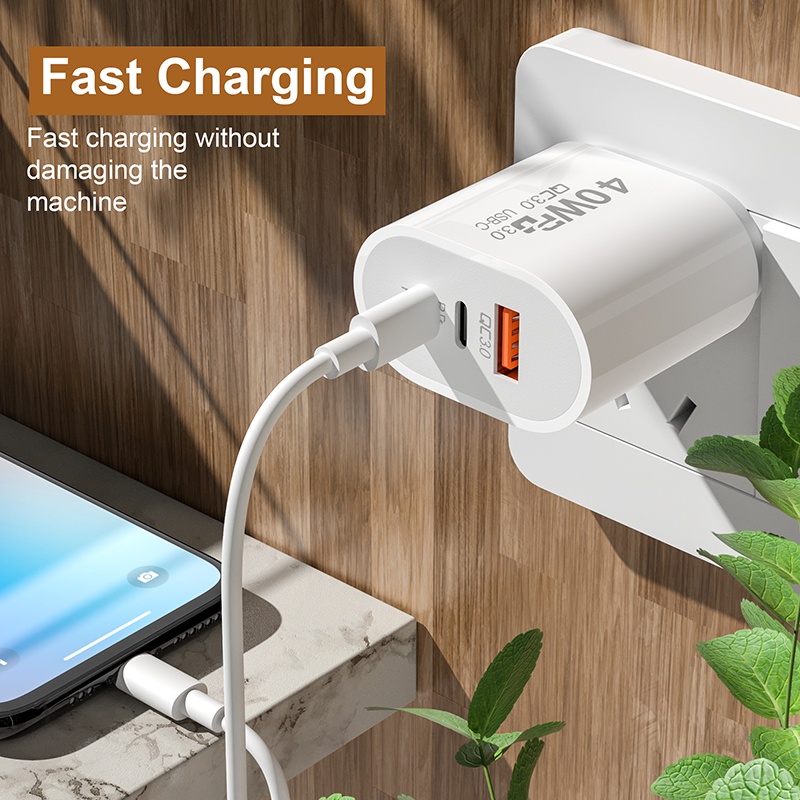 Universal Dual PD USB Port 40W Charger Ponsel Cepat/US EU Plug Tablet Charging Adapter/Kepala Charge Telepon Cocok Untuk Android