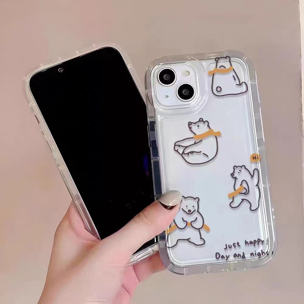 IPHONE Casing Ponsel Iphone11 Cocok Untuk 14 14pro 14plus 13 13mini 13pro 13prm iPhone12 7Plus 8Plus Xr XS 13 12mini Pro Max Empat Sudut Casing Ponsel Transparan Tahan Guncangan