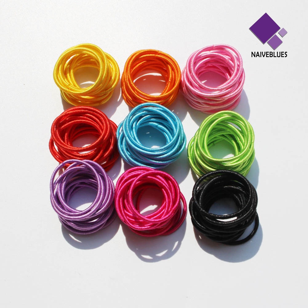 &lt; Naiveblues &gt; 10Pcs Sederhana Bayi Perempuan Warna Solid Cincin Elastis Dasi Tali Holder