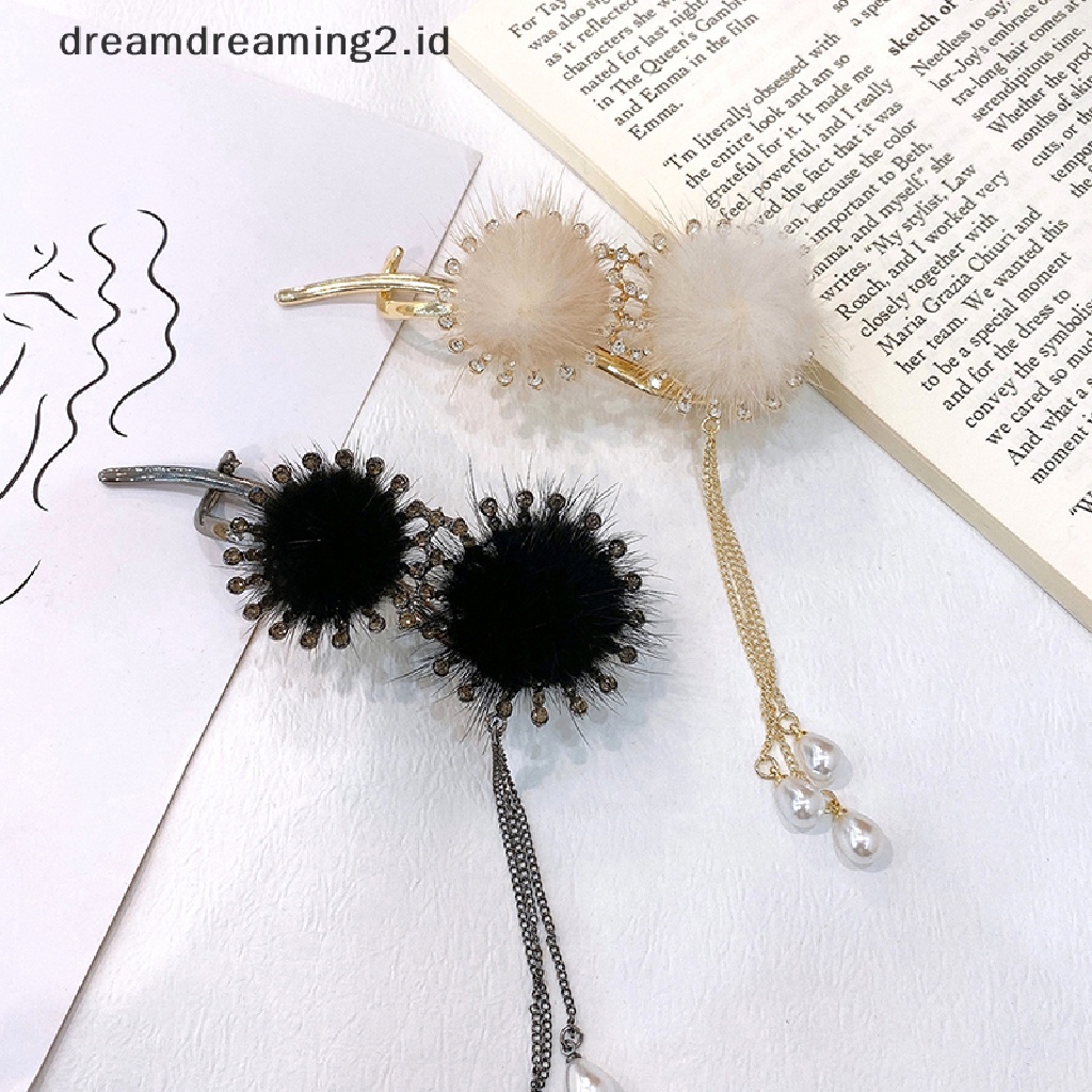 (dream) 1pc Hairball Rumbai Jepit Rambut Rhinestones Twist Clip Hair Clip Wanita Hiasan Kepala Gadis Hairgrip Aksesoris Rambut//