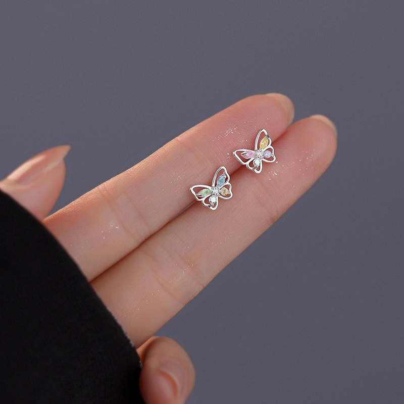 2pcs Fashion Butterfly Stud Earrings Untuk Wanita Hypoallergenic Elegan Colorful Earring Perhiasan Aksesoris