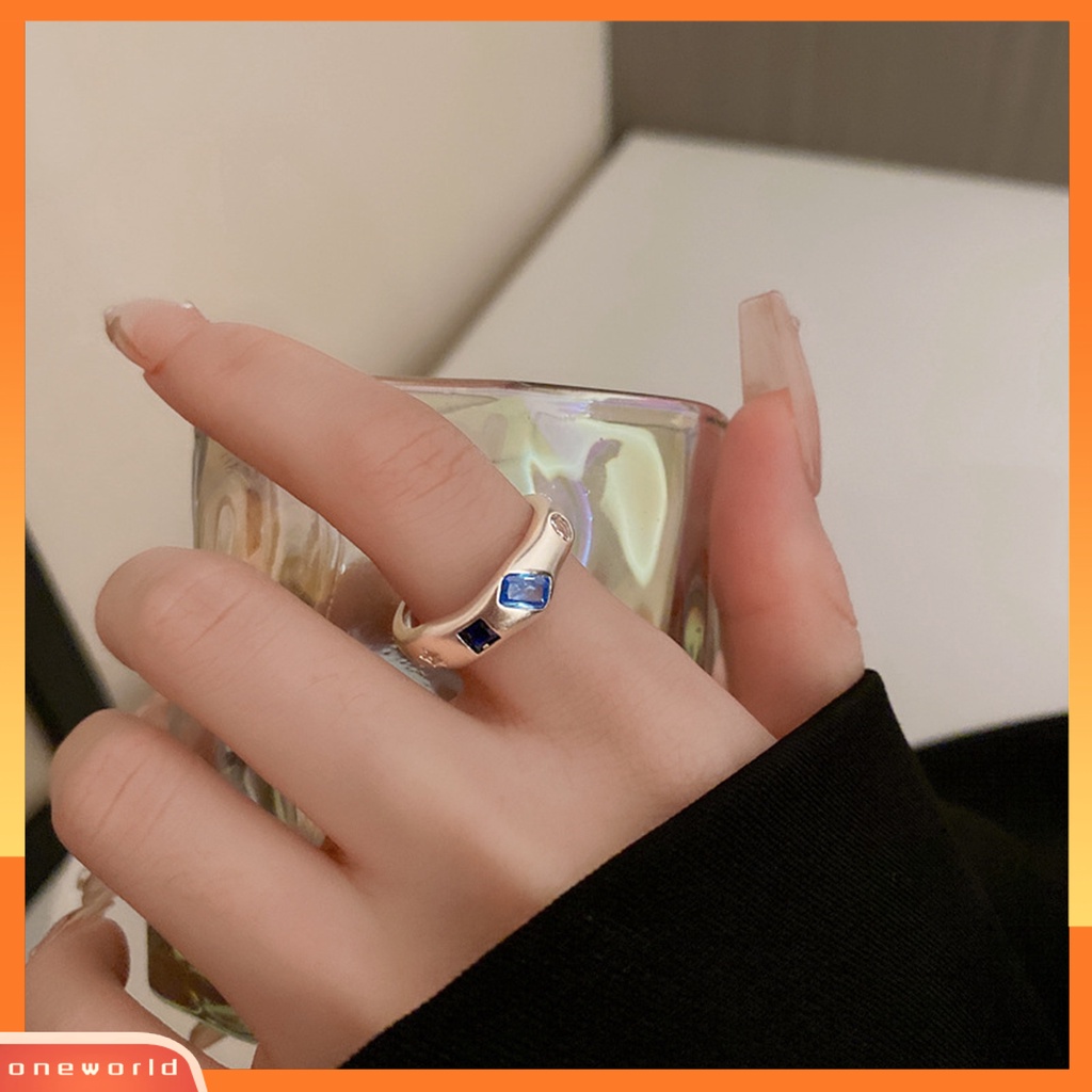 [EONE] Wanita Cincin Pembukaan Elegan Adjustable Tidak Teratur Warna-Warni Berlian Imitasi Jari Cincin Perhiasan Fashion