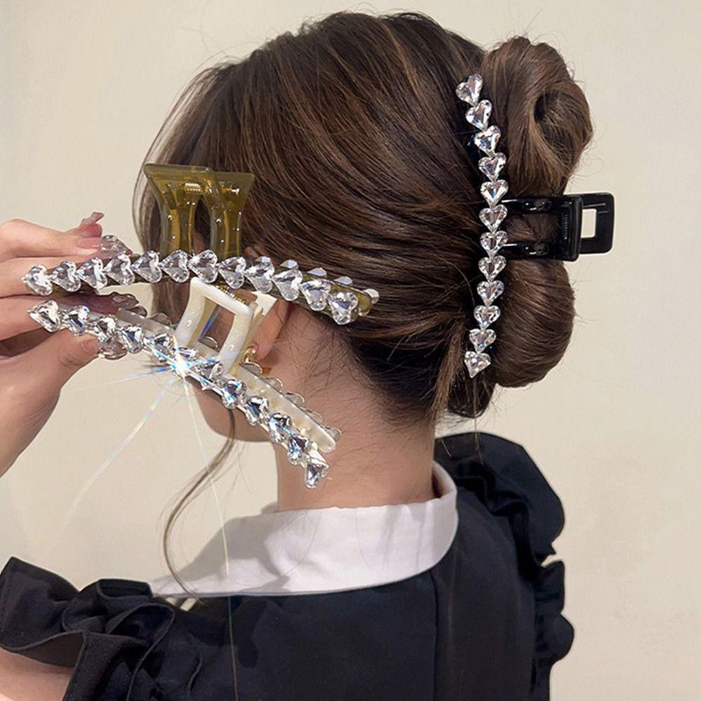 Mxbeauty Heart Shark Klip Fashion Elegance Rambut Panjang Penting Cinta Sedikit Segar Zirkon Aksesoris Wanita