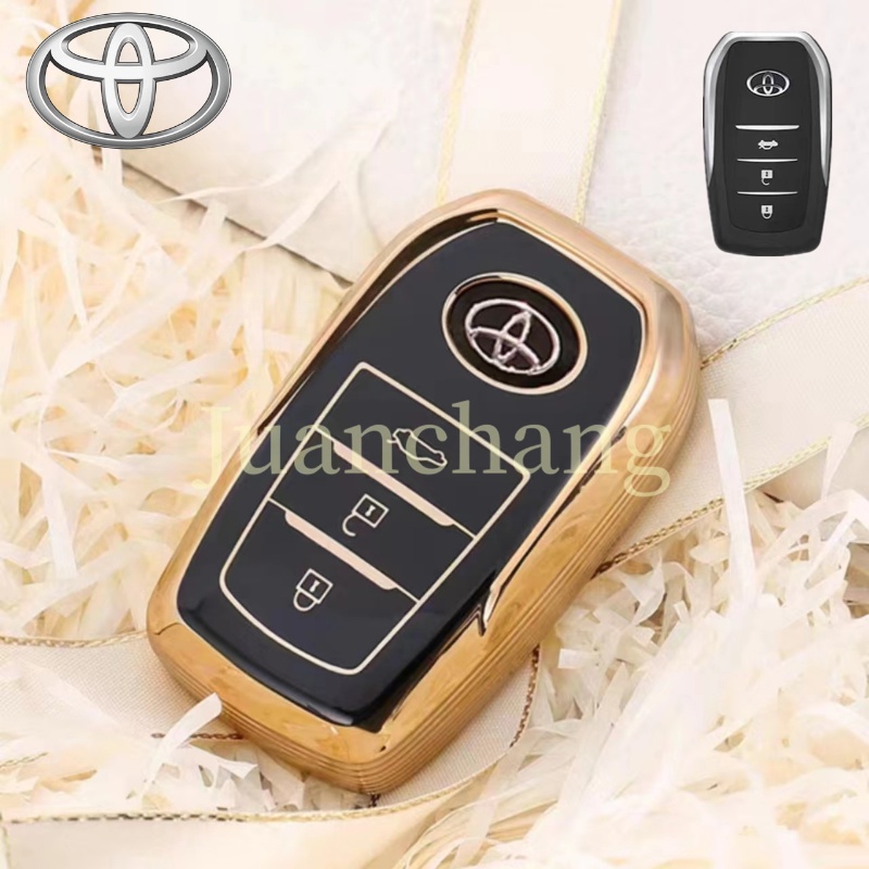 Casing Kunci Mobil TPU 3tombol Untuk Fob Shell Toyota Hilux Rogue Revo Innova Fortuner Harrier Camry Vellfire Alphard Ready Stock