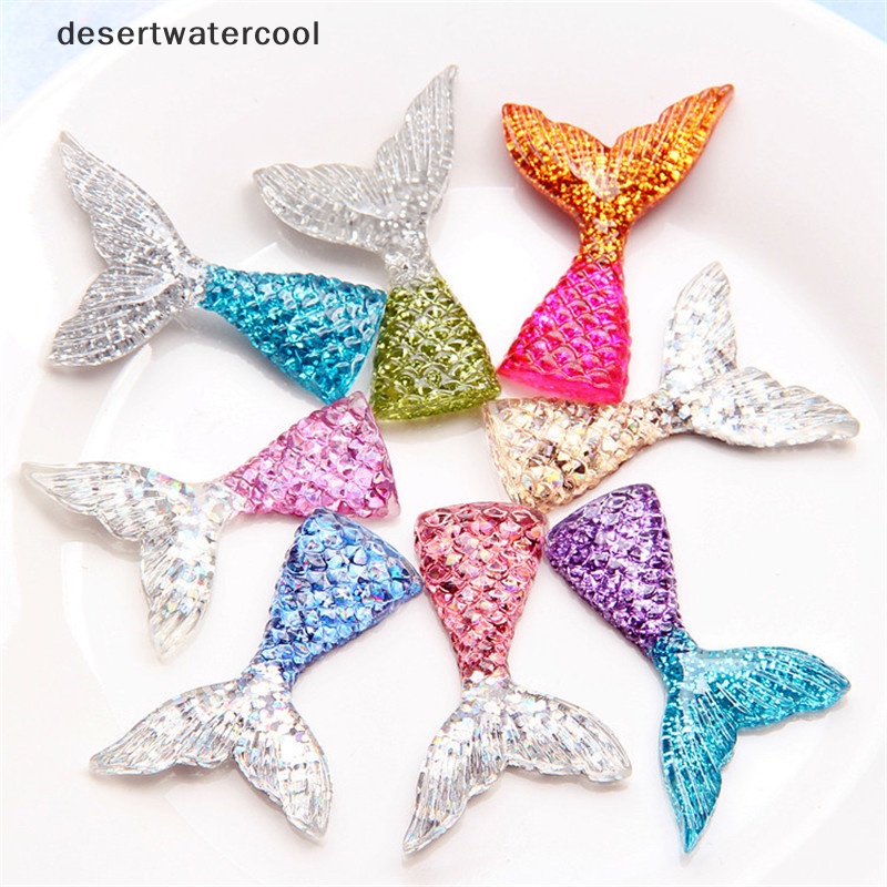 Deid 6pcs Mermaid Tail Flatback Resin Cabochon Untuk Dekorasi Telepon Scrapbook Embellishmen Martijn