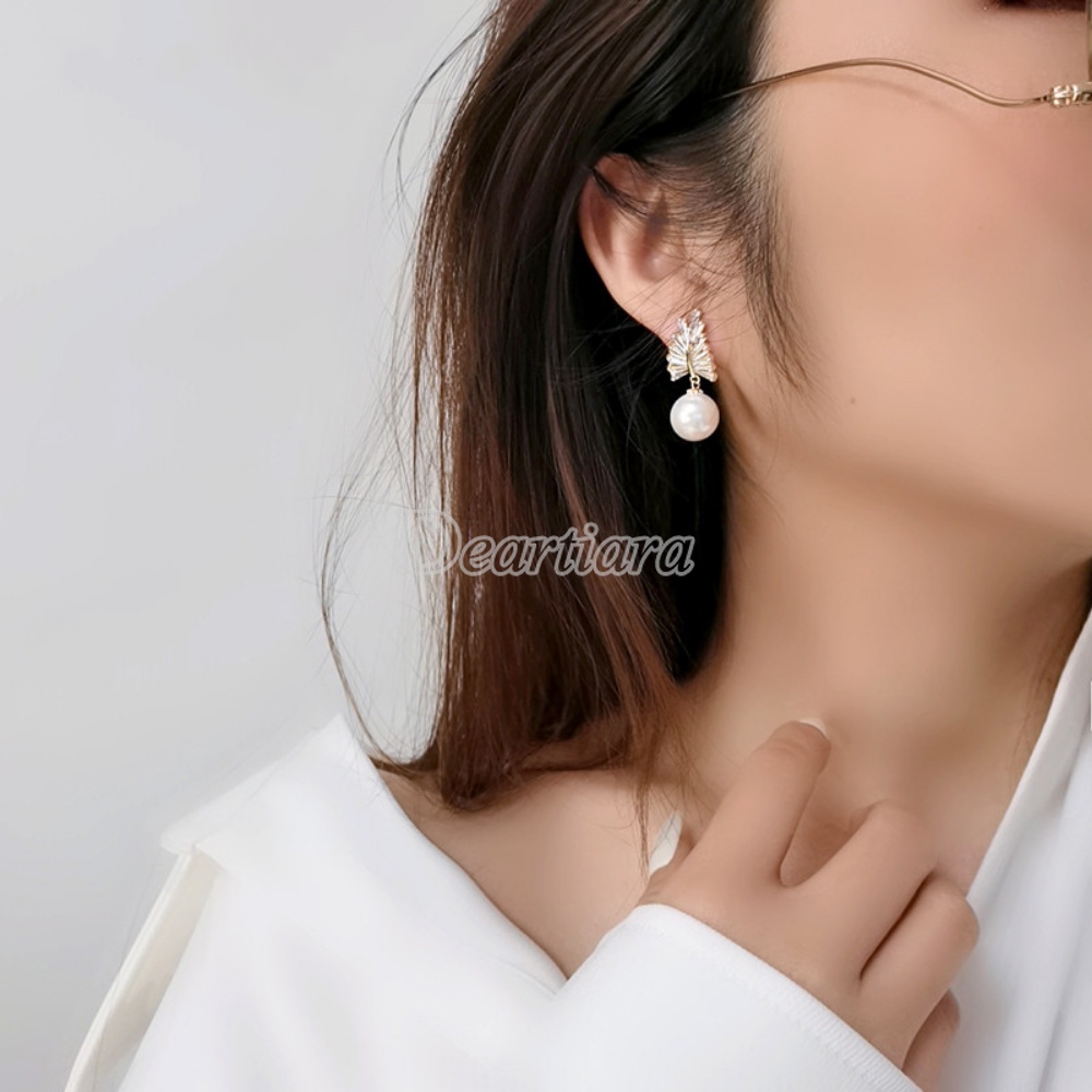 Temperamen Anting Fashion Wanita Anting Mutiara Imitasi Indah Anting Gandum Anting Zirkon