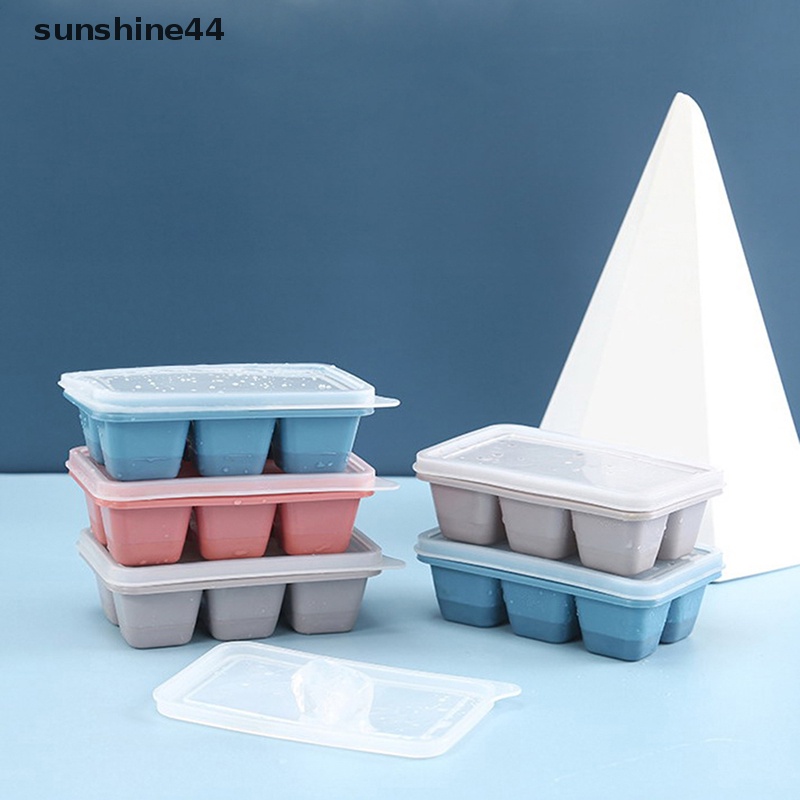 Sunshine Cetakan Es Batu Silikon Dengan Tutup Household Multicolor Square Ice Cube Mold ID