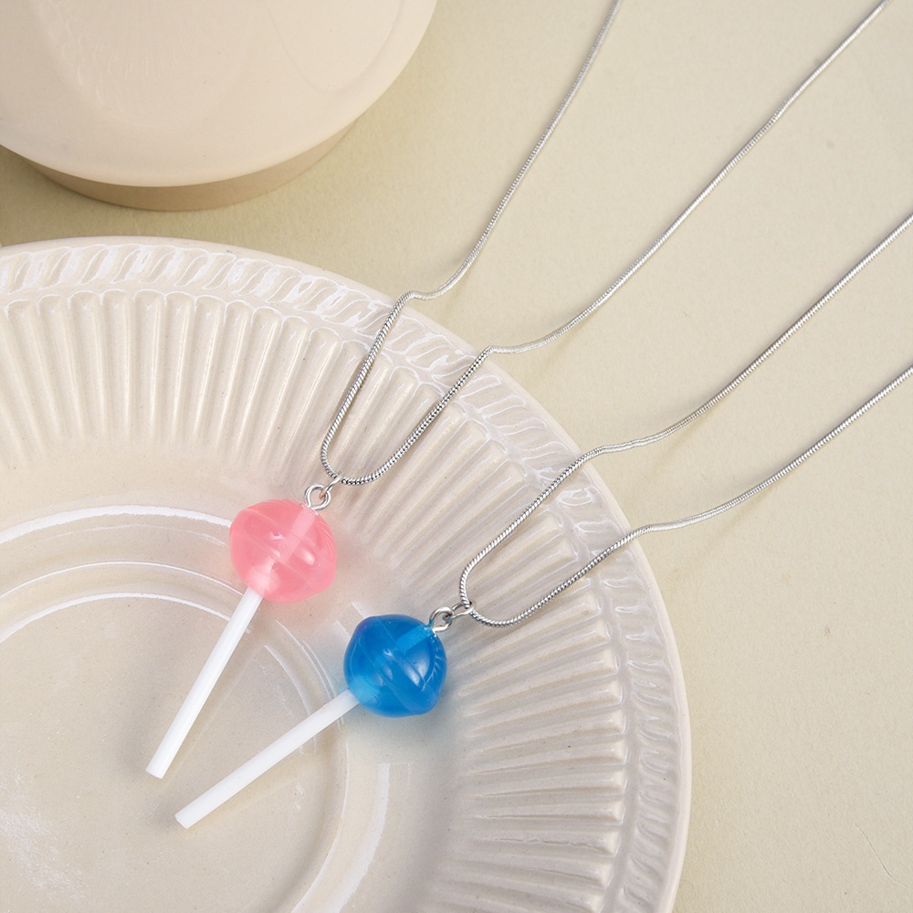 Women Sweet Candy lollipop Pendant Necklace/Ladies Charm Necklaces/Kalung Klavikula Elegan/Kalung Rantai Cewek/Kalung Choker/Hadiah Pacar