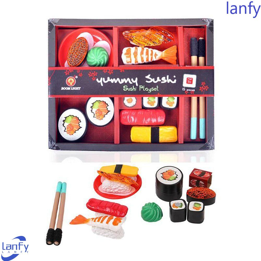 Lanfy Mainan Makanan Dapur Simulasi Pendidikan Dini Anak-Anak Berpura Bermain Peran Hadiah Rumah Anak Aksesoris Rumah Boneka Sushi Mini Set