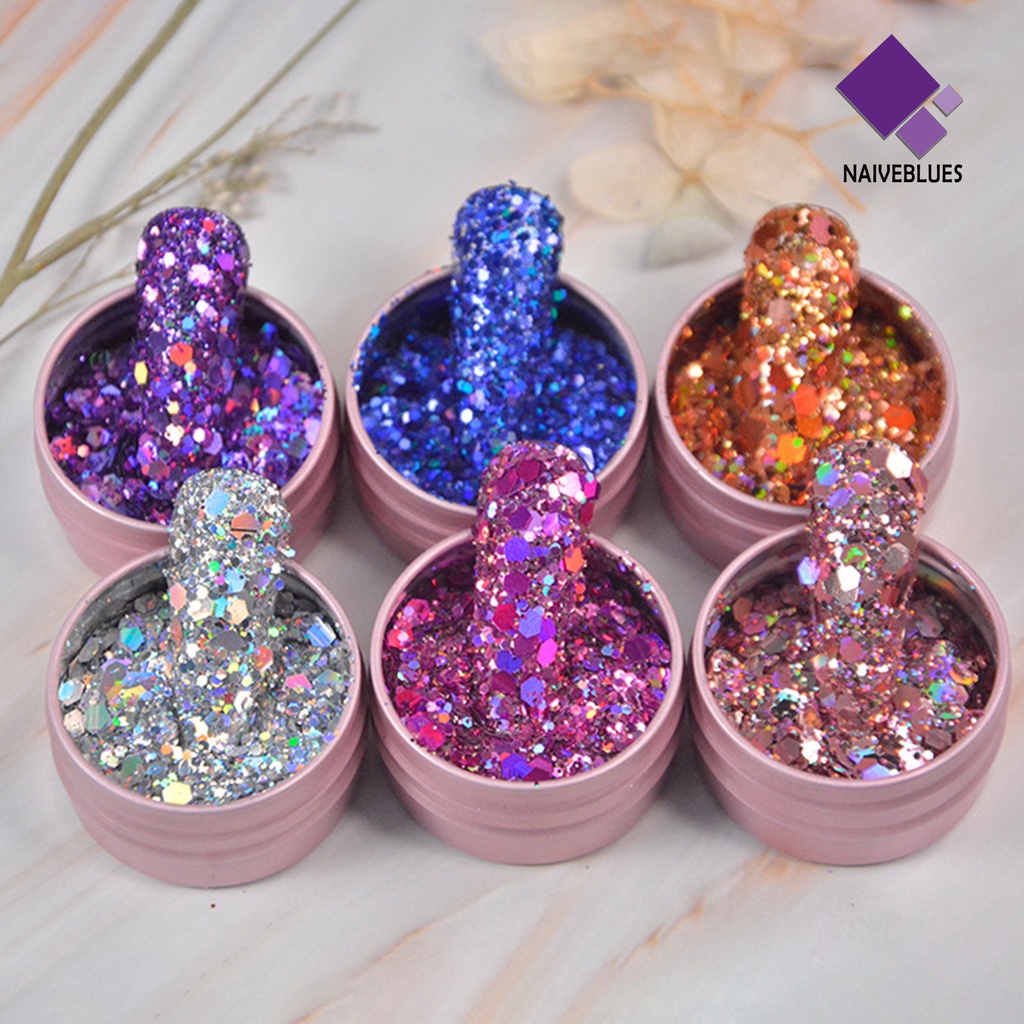 [naiveblues] Hiasan Nail Art Payet Hexagon Gaya Reflektif Ultra Tipis Sequin Glitter Untuk Manicure