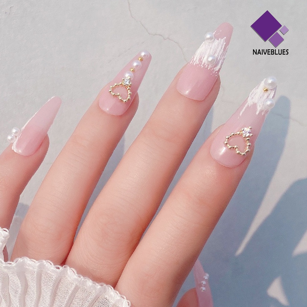 [naiveblues] 2pcs Dekorasi Kuku Bentuk Indah Tahan Luntur Zirkon Cinta Busur-Simpul Tipe DIY Ornamen Ulang Tahun