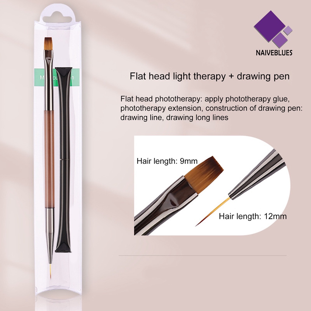 [naiveblues] Pena Gambar Kuku Tidak Terawang High Ulet Bulu Lembut Dengan Penutup Pen Stripe Dotting