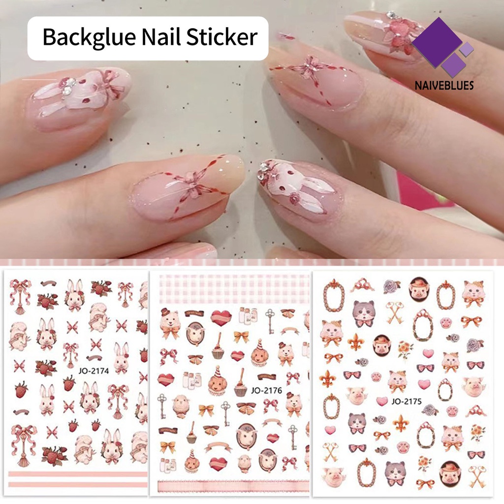 [naiveblues] Stiker Kuku Perekat Diri Tidak Luntur Tahan Jatuh Tahan Air Yang Dapat Dilepas Kuku Sangat Tipis Kembali Manicure Sticker