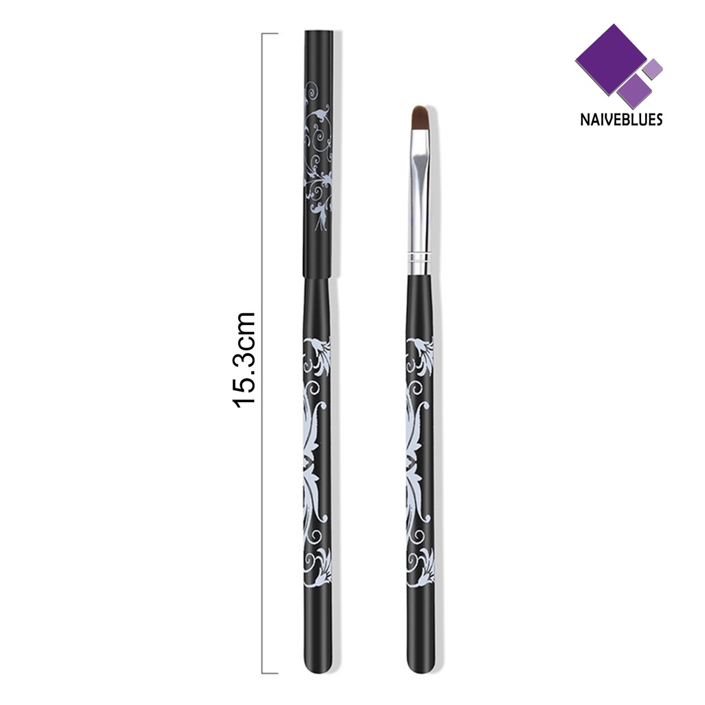 [naiveblues] Manicure Pen Bulu Lembut Ukiran Pen Holder Tidak Berbulu Dengan Penutup Kuku Lukisan UV