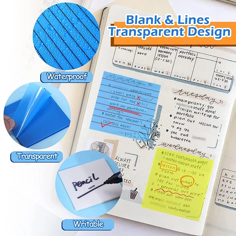 50lembar Nota Lengket Tembus Horizontal/Self Adhesive Memo Pads Index Stiker/Alat Tulis Siswa Perlengkapan Kantor Sekolah