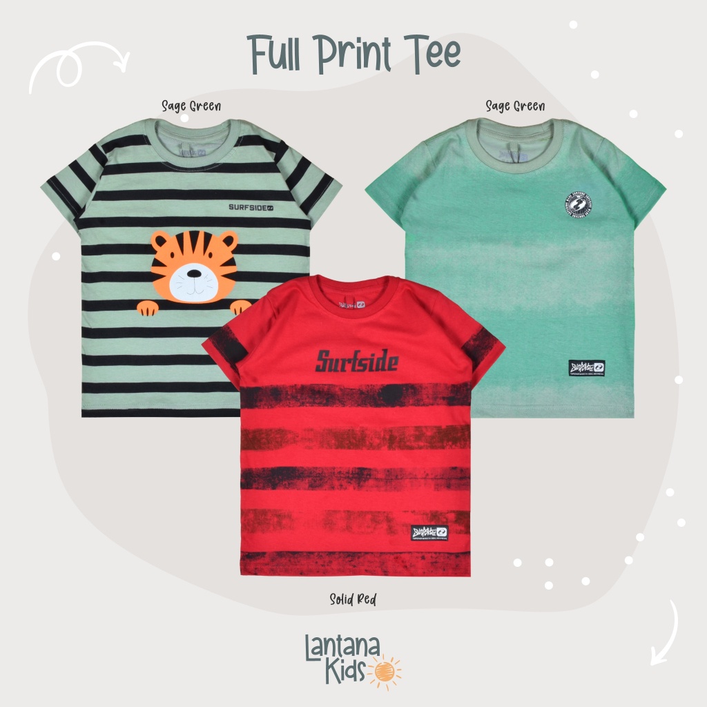 Baju Anak Fullprint Motif Salur Bahan Cotton Combed 30s Usia 1-12 Tahun