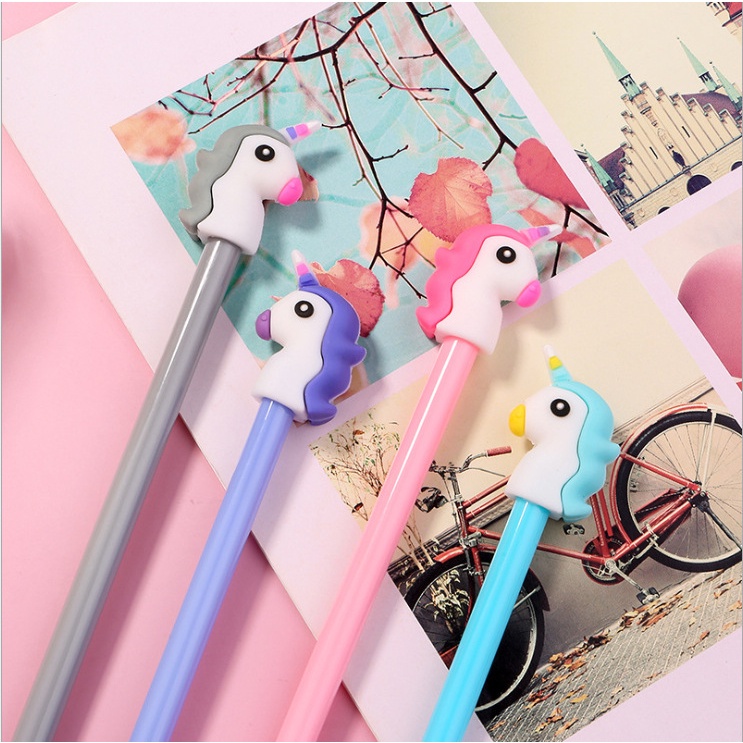 TIKTOK - D6163 Pulpen Kepala Unicorn / Pena Pulpen Gel Motif Unicorn / Gel Pen / Pena Gel S5613 / Unicorn Gel Pen / Pena Karakter Unicorn