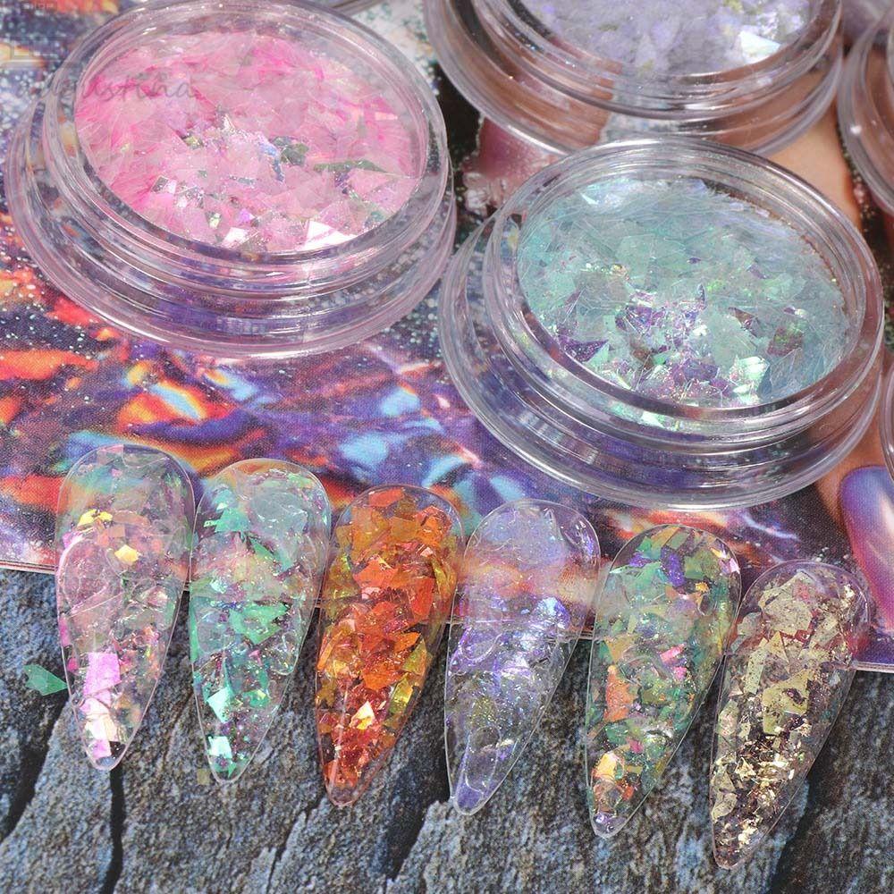Agustina Aurora Kuku Serpihan Kuku Salon Fashion Nail Art Foils Ice Opal 3D Kuku Glitter Manicure Aksesoris Tidak Teratur Kuku Paillette