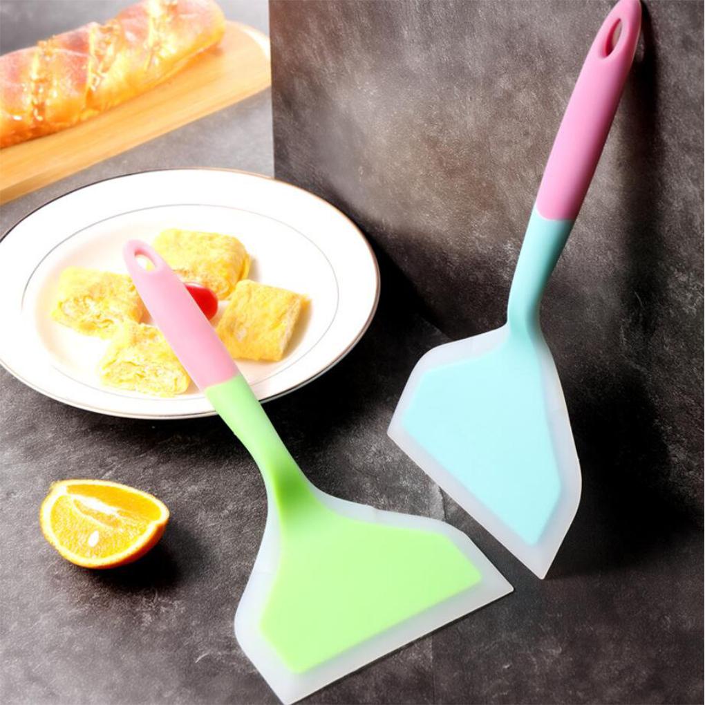 Spatula Silikon Anti Lengket Sendok Masak Pancake Turner Perlengkapan Dapur Rumah Warna Random