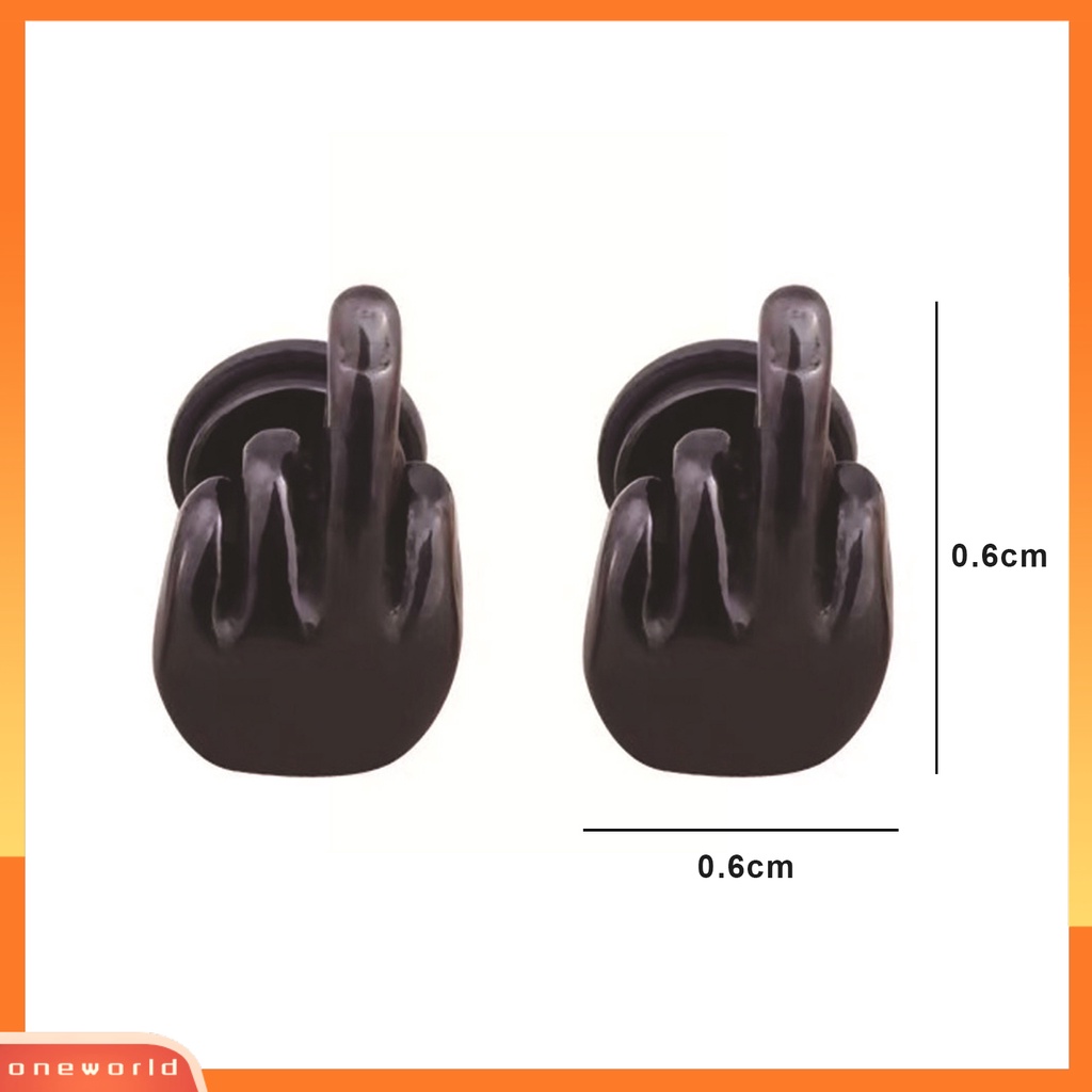 [EONE] 1pasang Ear Studs New Trend Hip Hop Punk Nonallergic Stainless Steel Lucu Jari Tengah Pria Wanita Anting Fashion Perhiasan