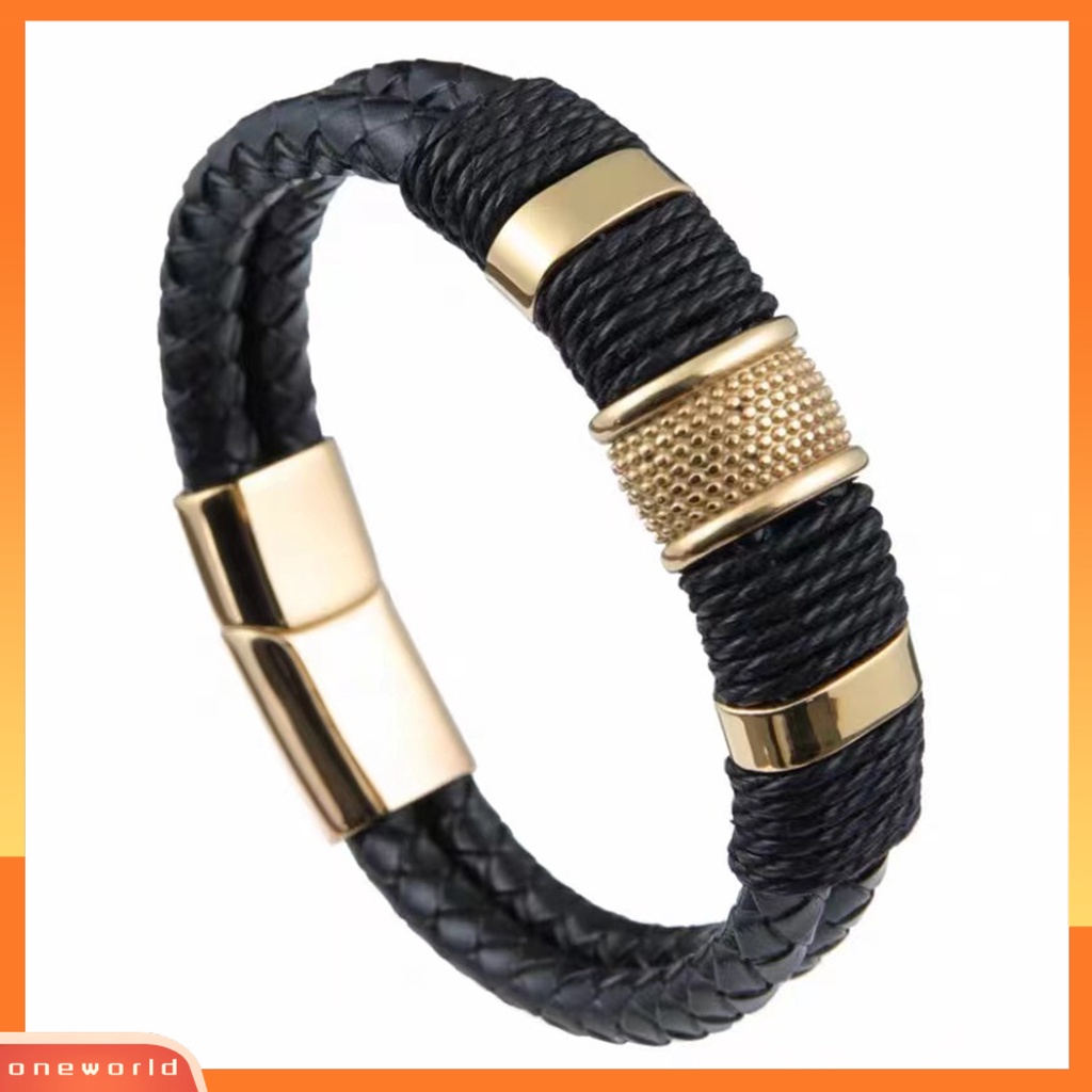 [EONE] Gelang Kepribadian Double Layer Braided Gaya Punk Retro ic Gesper Pria Gelang Untuk Pakaian Sehari-Hari