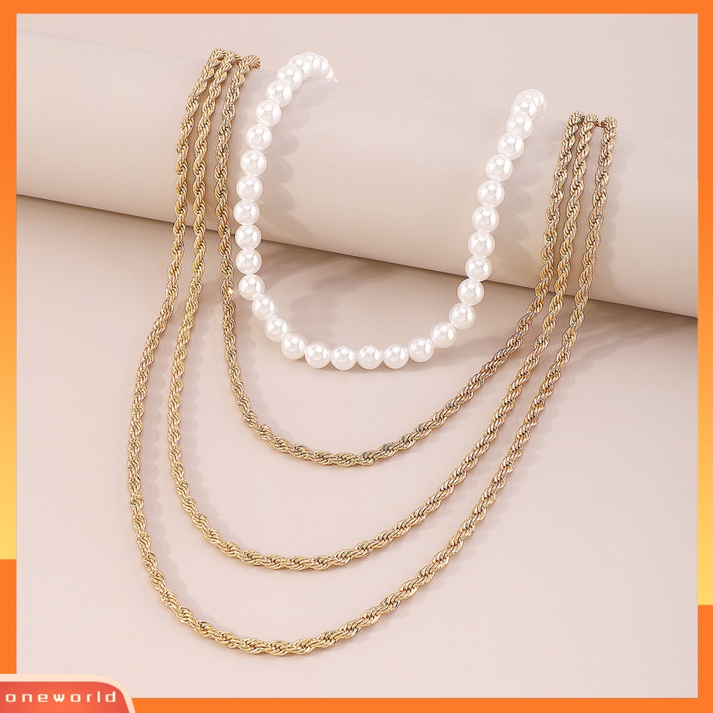 [EONE] 2 Pcs Wanita Kalung Multi Layer Mutiara Imitasi Perhiasan Berlebihan Stackable Necklaces Untuk Pakaian Sehari-Hari Perjamuan Pernikahan