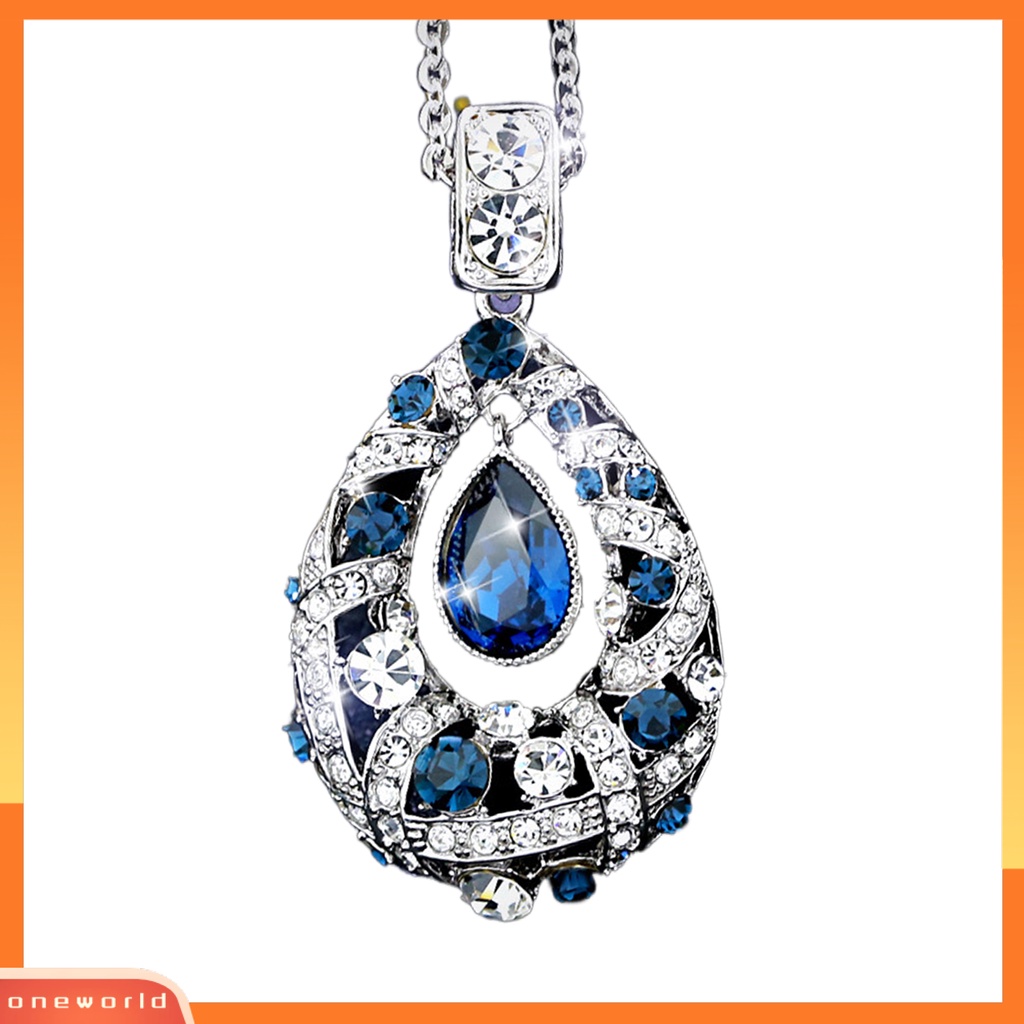 [EONE] Rantai Klavikula Bersinar Geometris Tetesan Air Berlian Imitasi Sweater Panjang Kalung Aksesoris Fashion