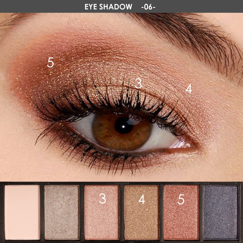 ★ BB ★ FOCALLURE 6 Colors Glamorous Smokey Eyeshadow Palette - Nude - Smokey Eyeshadow Palette - FA 06