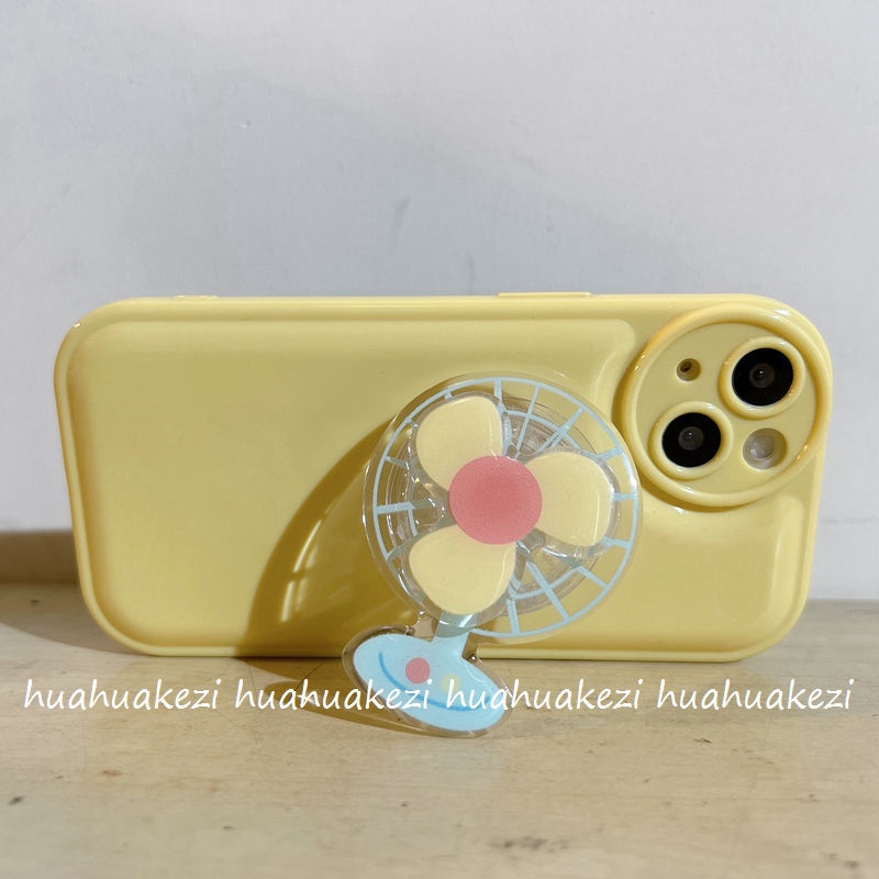 IPHONE Casing Ponsel Desain Kipas Angin Kecil Lucu Musim Panas Kuning Kompatibel Dengan Iphone12 13 14 11 Pro Max X Xs Max Xr Fdcd