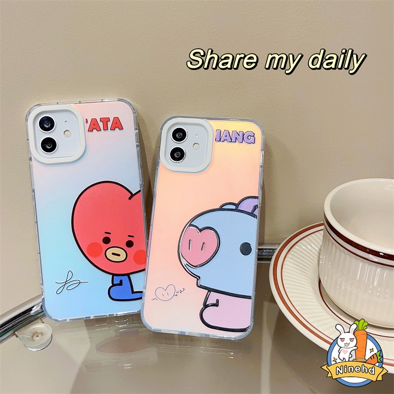 Casing IPhone Disesuaikan Kompatibel Untuk Iphone14 13 12 11 Pro Max X Xr Xs Max8 7 6 Plus SE 2020 Lucu Kartun Pasangan Laser Silikon Casing Ponsel Shockproof Soft Case Cover Pelindung