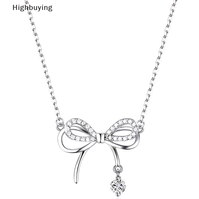 Hbid Zirkon Busur Simpul Liontin Kalung Untuk Wanita Desain Elegan Fashion Korea Kalung Wanita Ch Kalung Pesta Lady Accesorios Glory