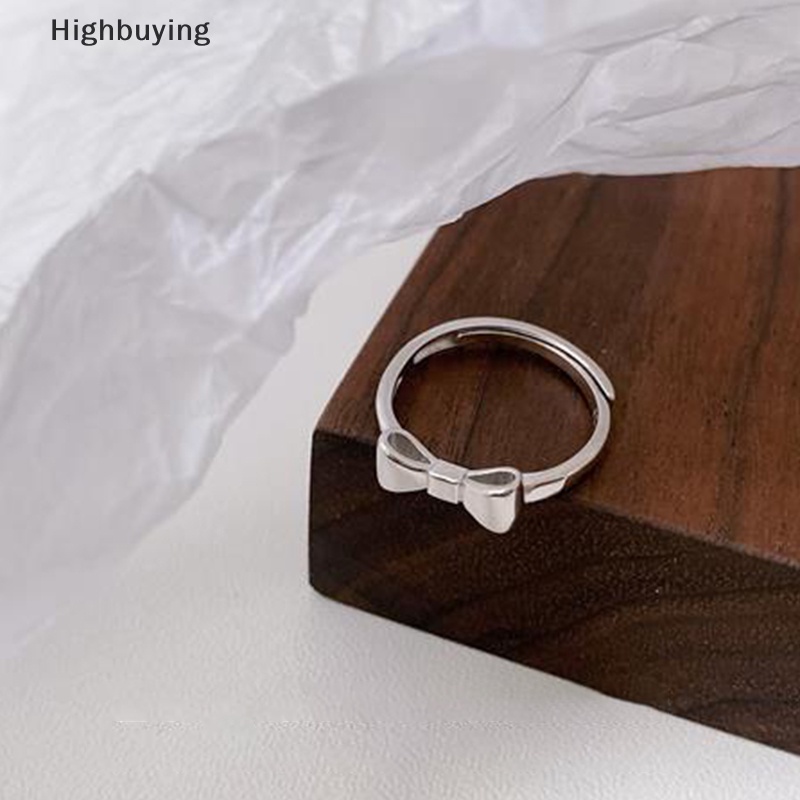 Hbid Cincin Pola Busur Sederhana Perak Cincin Halus Kepribadian Fashion Retro Cincin Wanita Perhiasan Ringan High-end Cincin Yang Dapat Disesuaikan Glory