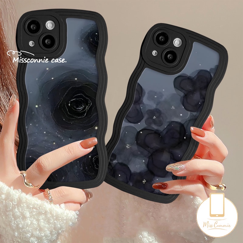 Casing Motif Bunga Tepi Bergelombang Untuk Redmi Note11 9s 8 11 10s 9 11s 10 Pro POCO M3 X3 NFC Pro Redmi 9 10C 9C 12C 9A A1 10A 9T 10 A1+Mi 11T Pro Art Vintage Retro Bunga Mawar Sarung Soft Cover Tpu