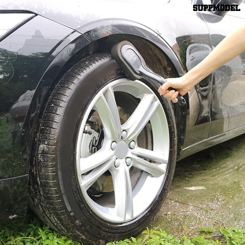 [SM Otomatis] Aplikator Pembersih Ban Desain Arc Spons Tahan Aus Sikat Pembersih Ban Mobil Dengan Gagang Panjang Untuk Ban Mobil