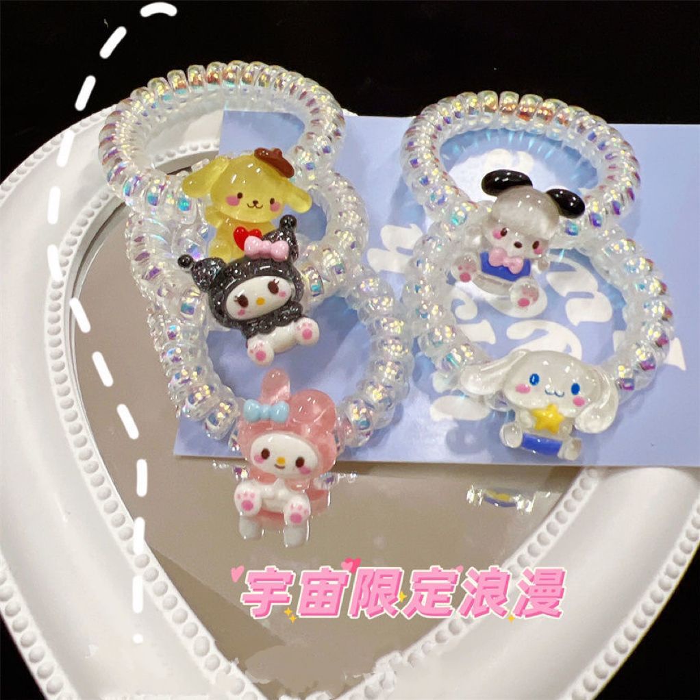 Band Sanrio Cincin Rambut Lucu Ikat Rambut Telepon Garis Karet Ikat Kepala Tendon Kuromi My Melody Pom Purin Hello Kitty Gelang Pochacco