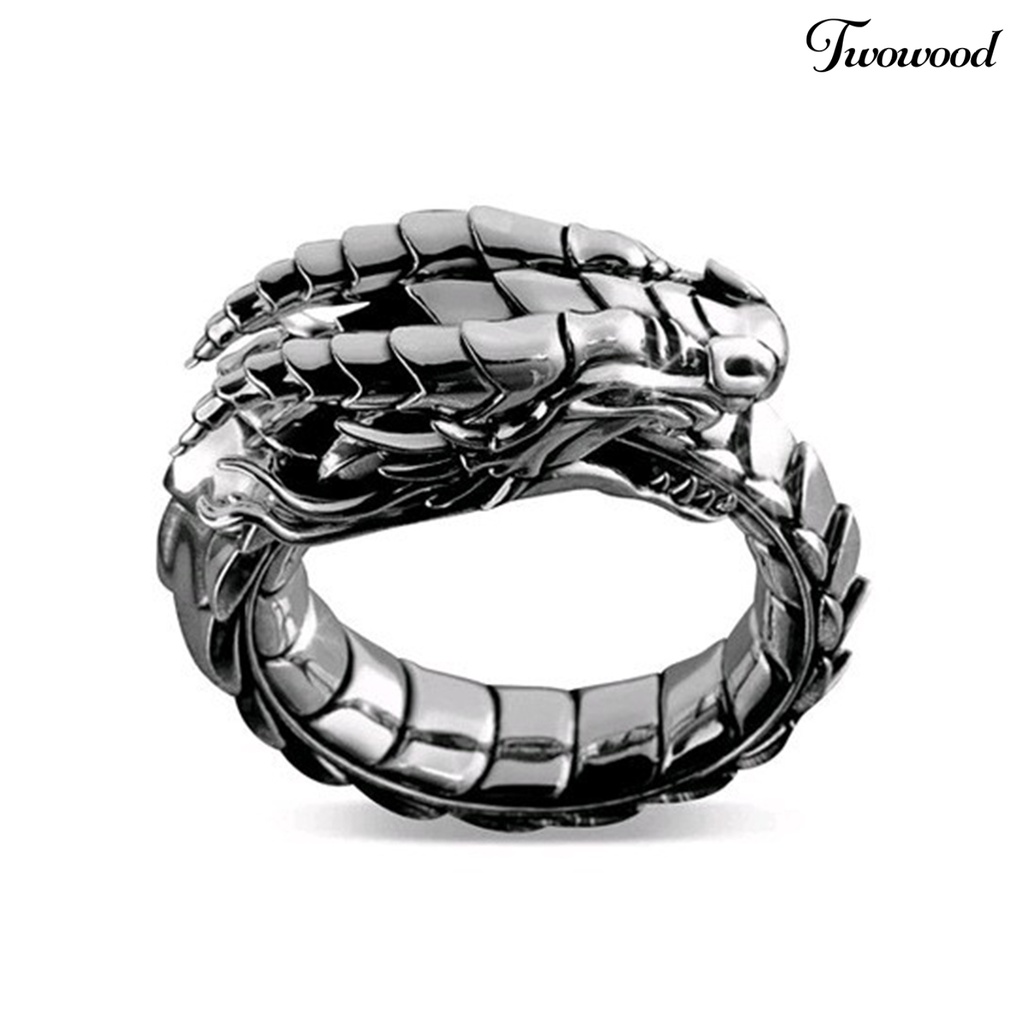 Twowood Ring Giant Dragon Cincin Naga Unisex Adjustable Keren Untuk Pesta