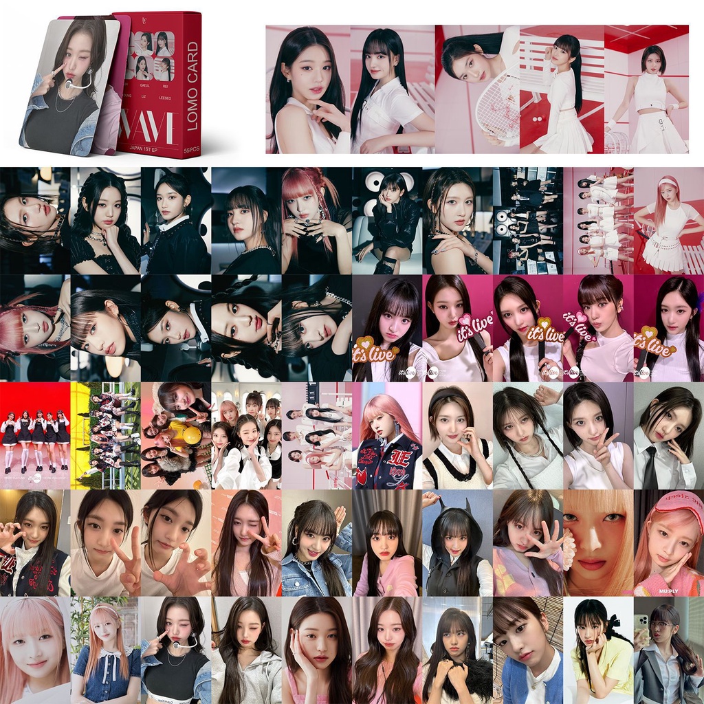 55pcs/box IVE Japan Album WAVE Photocards REI WONYOUNG LIZ LEESEO GAEUL YUJIN Lomo Kartu Kpop Postcards