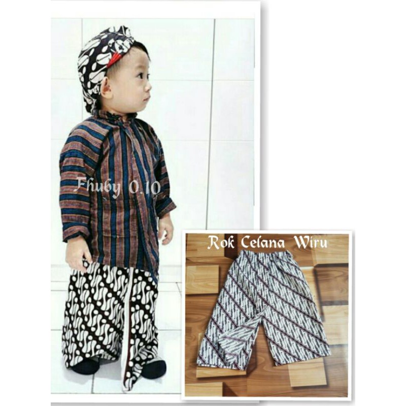 Lurik Setelan Baju Surjan Lurik Anak / Baju+Celana Rok Putih+Blangkon / Baju Adat Anak Indonesia