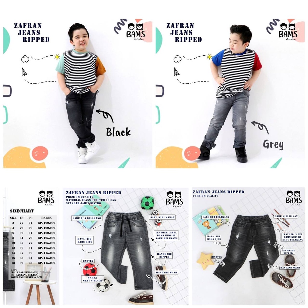 ZAFRAN JEANS RIPPED BAMS KIDS