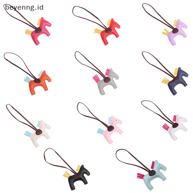 Beyen Handmade Gantungan Kunci Kuda Bahan Kulit PU Animal Key Chain Untuk Wanita Tas Keychain Charm ID