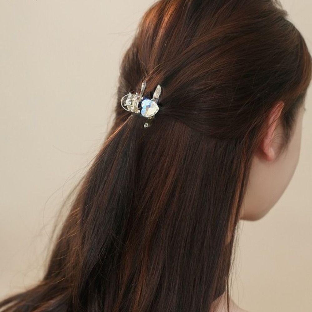 Mxbeauty Zirkon Jantung Jepit Rambut Fashion Perhiasan Non-slip Cross Barrette Shiny Vintage Acrylic Hair Claw