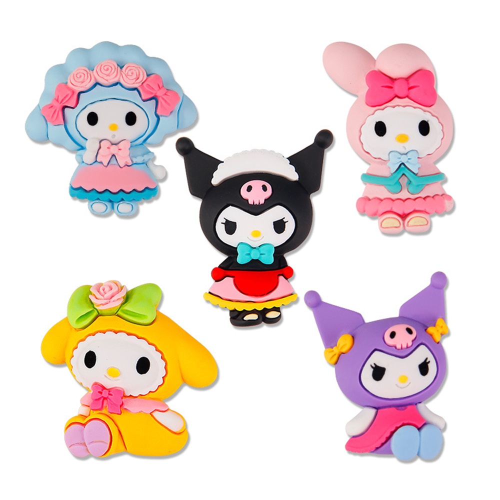 Casing Ponsel Aksesori Diy Resin Kuromi My Melody Casing Ponsel Tambalan Berdiri Stiker Kulkas Dekorasi Gantungan Kunci Bahan Perhiasan