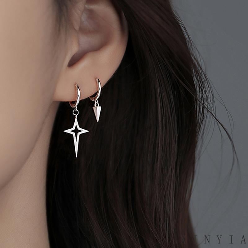 【Bayar di tempat】Anting Hoop s925 Silver Desain Bunga Bintang Salib Geometris Gaya Hip hop Untuk UnisexAnting Hoop s925 Silver Desain Bunga Bintang Salib Geometris Gaya Hip hop Untuk Unisex