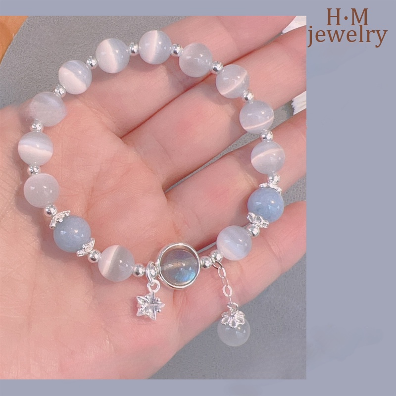 Gelang Opal Bermutu Tinggi Baru Ins Style Moonstone Aquamarine Bracelet