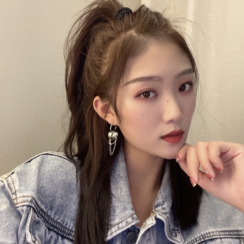 Ifyou Anting Drop Hati Split Pribadi Anting Rumbai Silver Untuk Aksesoris Perhiasan Wanita