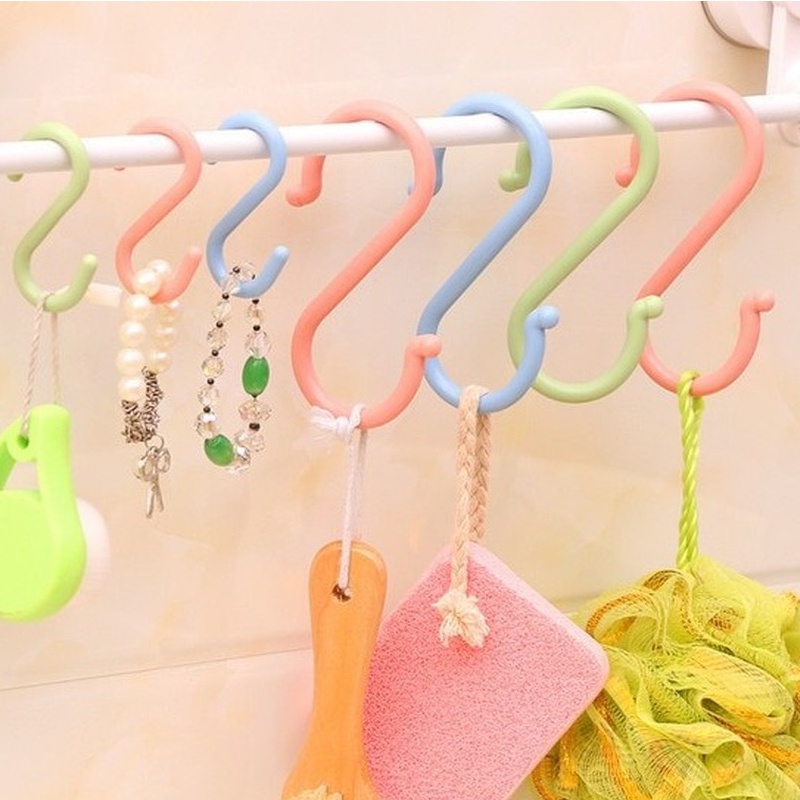 4/8pcs Kait Bentuk S Plastik Serbaguna/Gantungan Hook Handuk Pakaian Organizer Rumah Tahan Lama