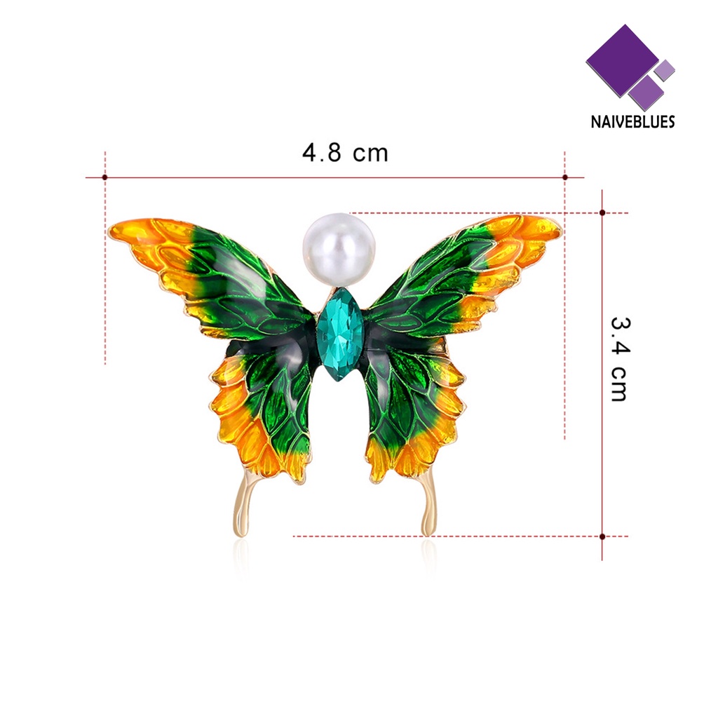 &lt; Naiveblues &gt; Bros Pin Bright Luster Fashion Penampilan Faux Butterfly Shape Pakaian Bros Hadiah Untuk