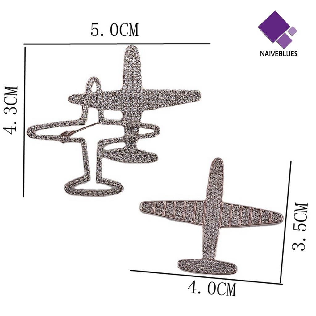 &lt; Naiveblues &gt; Bros Lencana Bentuk Geometris Berlian Imitasi Hias Temperamen Berdandan Perhiasan Pin Pesawat Bermutu Tinggi